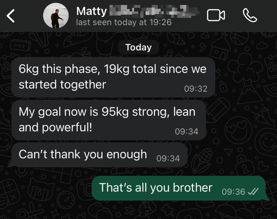 Matty down 19kg